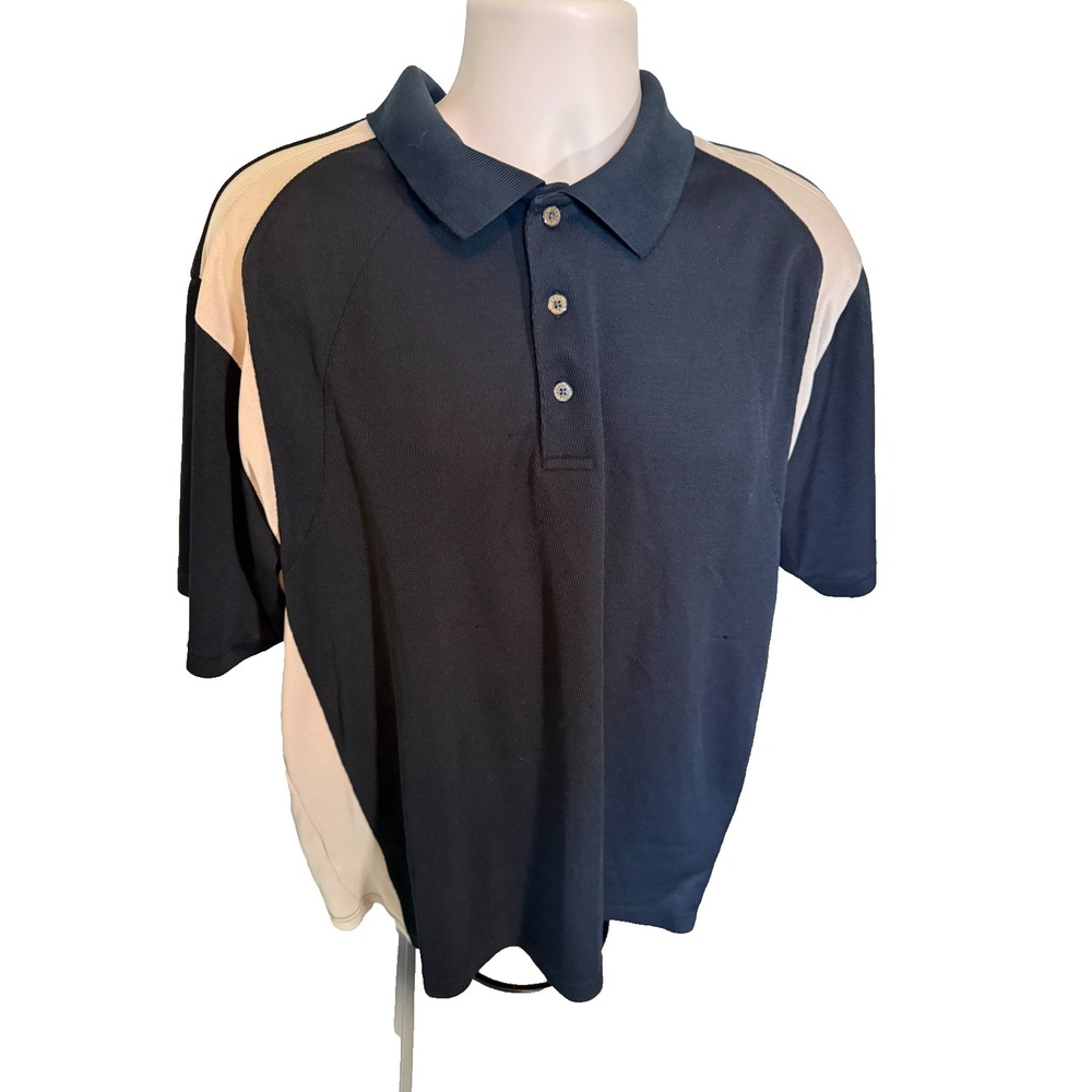 Golf Men XXL/XXG Black/Tan 3-Button Collared Short Sleeve Shirt Athletic